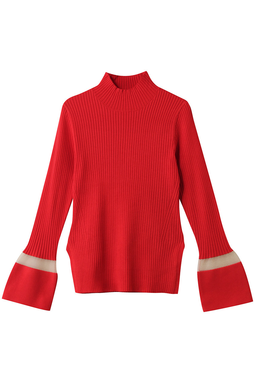 ランバン オン ブルー/LANVIN en Bleuのシアーポイントカフスリブニット(レッド/3506824)