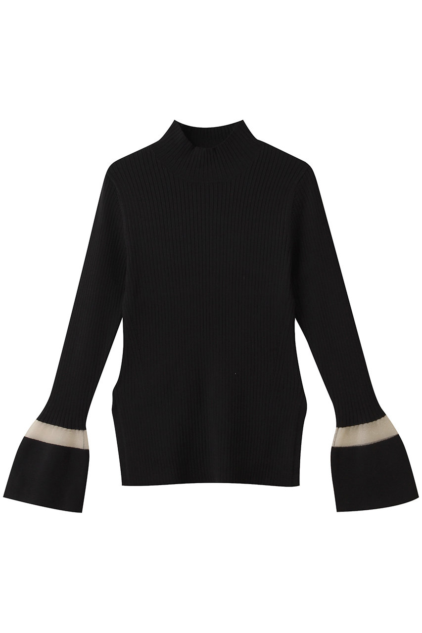 ランバン オン ブルー/LANVIN en Bleuのシアーポイントカフスリブニット(ブラック/3506824)