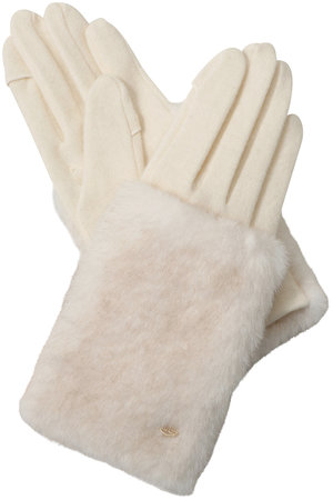 ランバン オン ブルー/LANVIN en Bleuのカシミヤ混ジャージフェイクファー手袋(140600/140601)