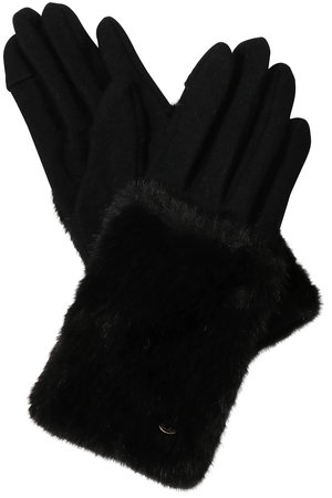 カシミヤ混ジャージフェイクファー手袋