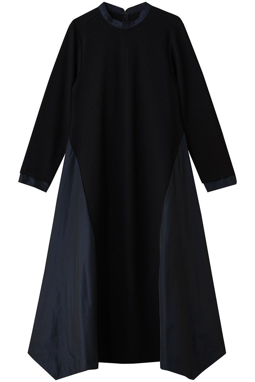 ランバン オン ブルー/LANVIN en Bleuのアシンメトリーヘムコンビワンピース(ブラック/3506321)
