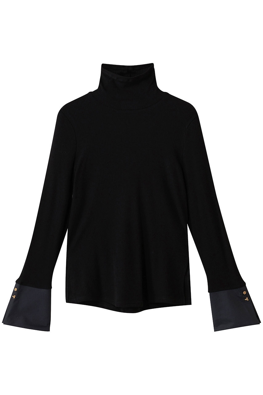 ランバン オン ブルー/LANVIN en Bleuのカシミヤシルクカフスコンビカットソー(ブラック/3506719)