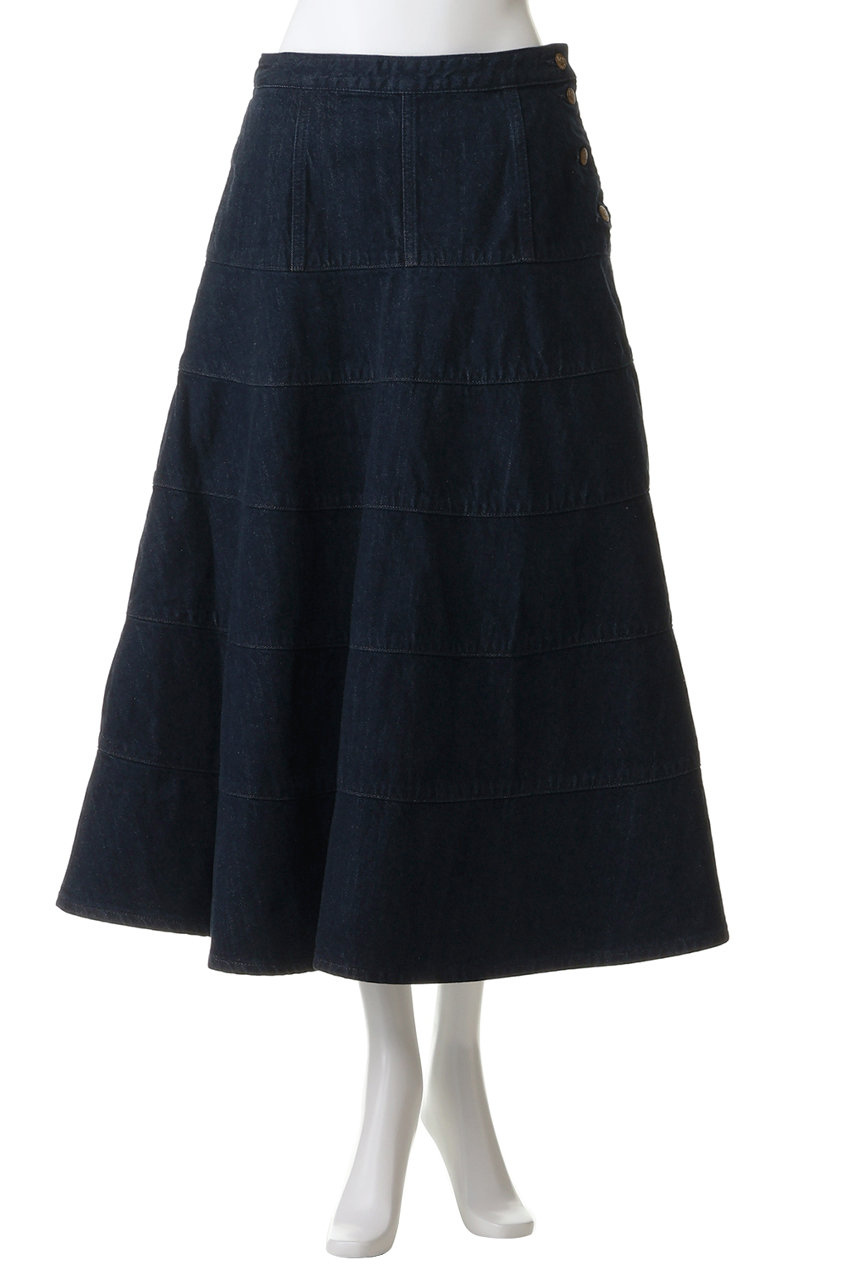ランバンオンブルー ブラック フレアスカート 38 LANVIN en Bleu