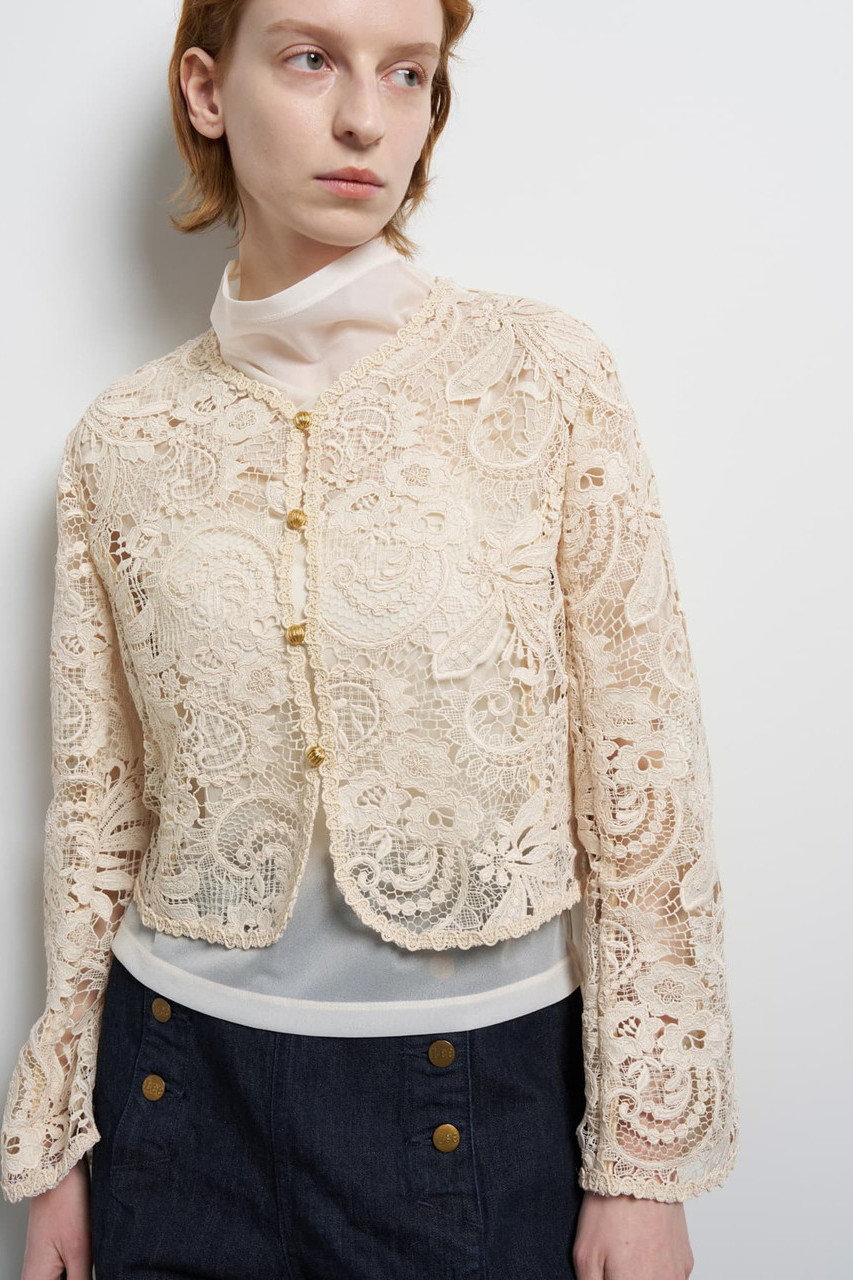 ランバン オン ブルー/LANVIN en Bleuのペイズリーコードレースジャケット(ベージュ/3636209)