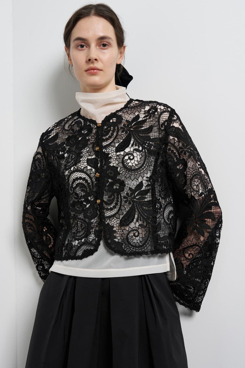 ランバン オン ブルー/LANVIN en Bleuのペイズリーコードレースジャケット(ブラック/3636209)