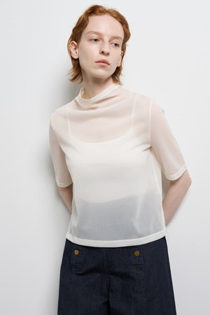 ランバン オン ブルー/LANVIN en Bleuの【予約販売】シアーハーフスリーブカットソー(110100/110102)