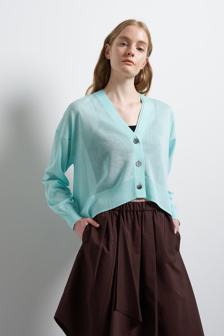 ランバン オン ブルー/LANVIN en Bleuの【予約販売】Ｖネックショートカーディガン(サックス/3644825)