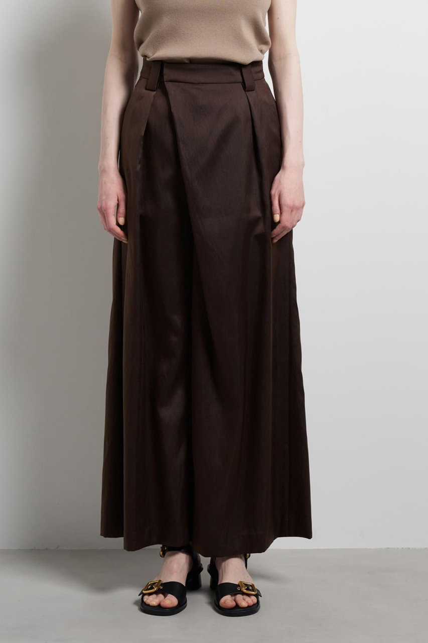 ランバン オン ブルー/LANVIN en Bleuの【予約販売】フロントタックツイルワイドパンツ(ブラウン/3646412)