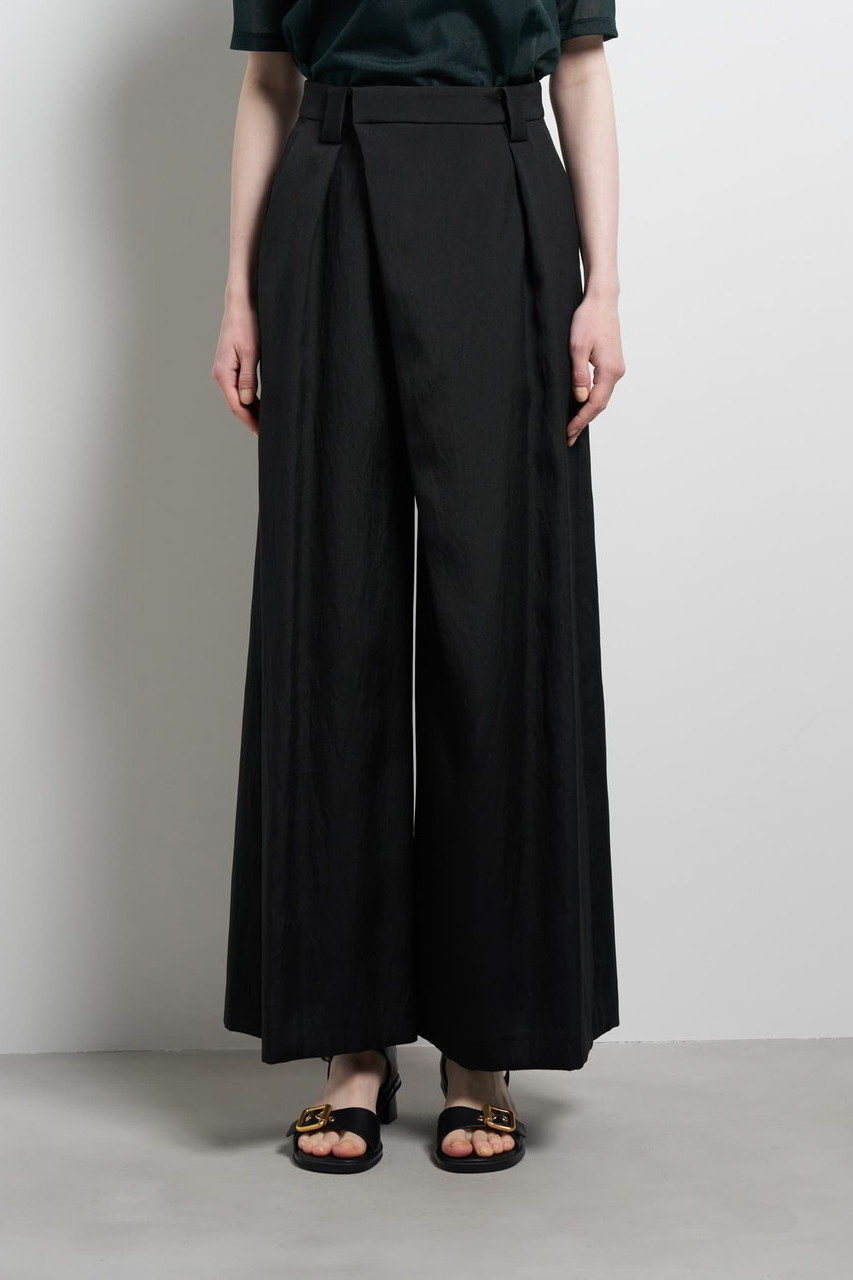 ランバン オン ブルー/LANVIN en Bleuの【予約販売】フロントタックツイルワイドパンツ(ブラック/3646412)