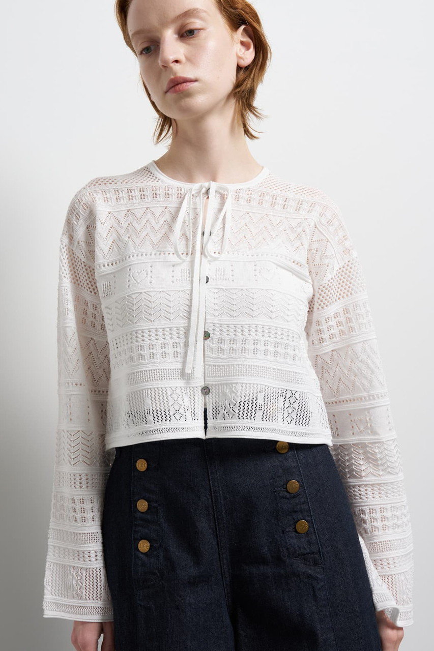 ランバン オン ブルー/LANVIN en Bleuの【予約販売】レースニットカーディガン(オフ/3646819)