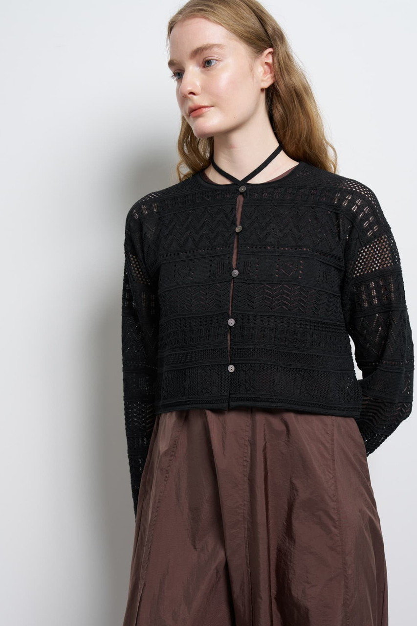 ランバン オン ブルー/LANVIN en Bleuの【予約販売】レースニットカーディガン(ブラック/3646819)