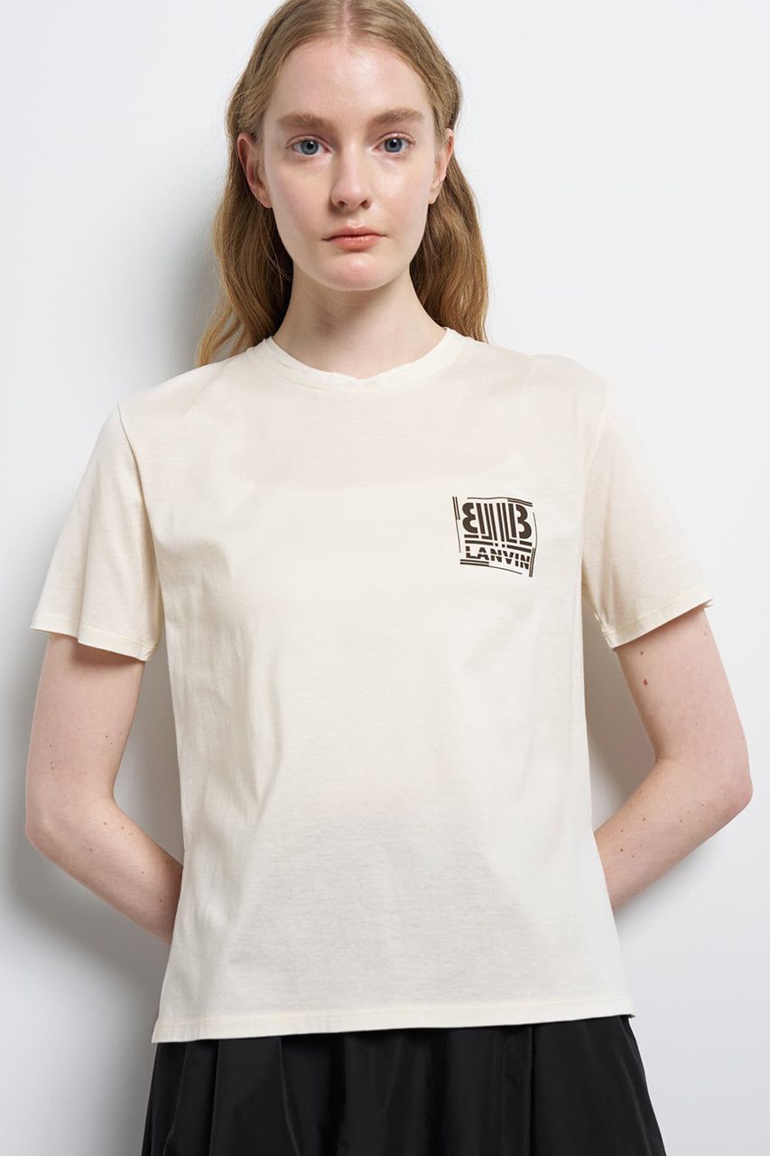 ランバン オン ブルー/LANVIN en Bleuの【予約販売】ワンポイントスクエアロゴＴシャツ(ベージュ/3634720)