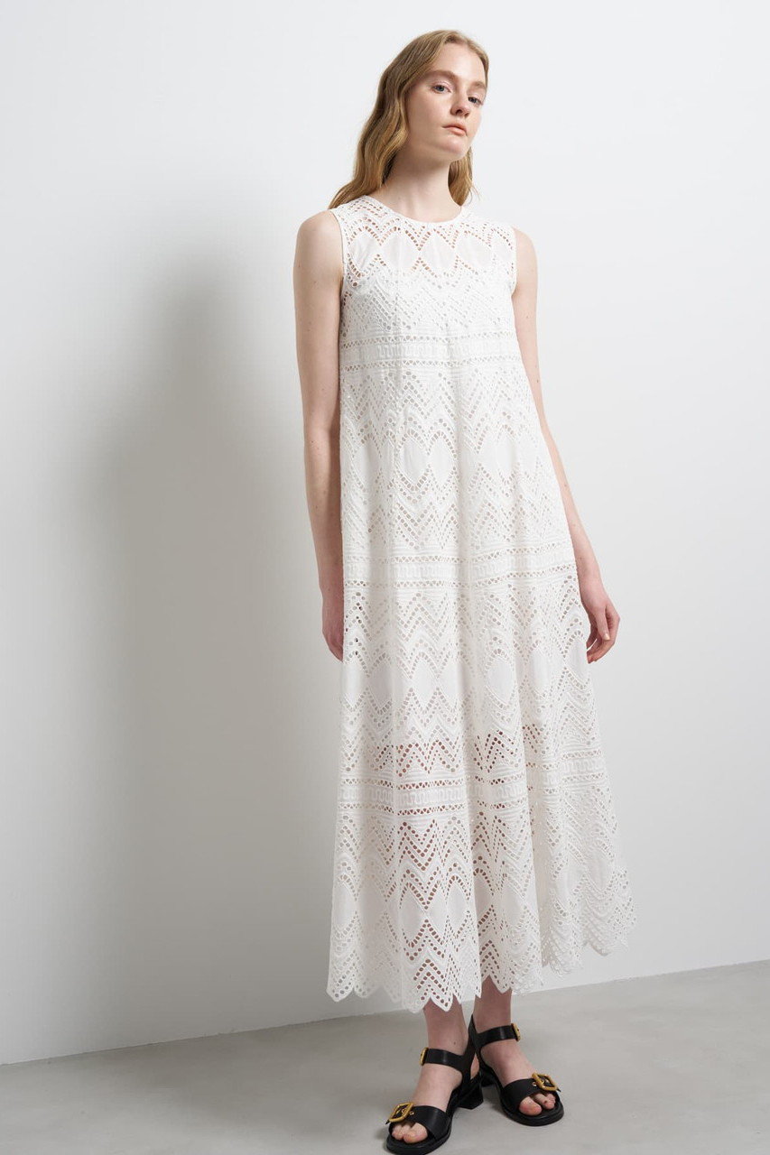 ランバン オン ブルー/LANVIN en Bleuのエンブロイダリーコットンレースワンピース(オフホワイト/3646319)