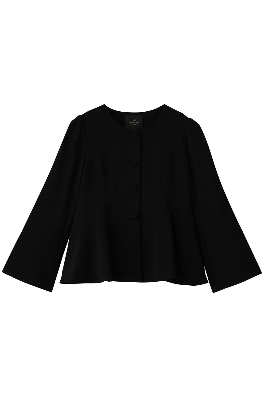 LANVIN en Bleu トリアセテートペプラムジャケット (ブラック, 38) ランバン オン ブルー ELLE SHOP