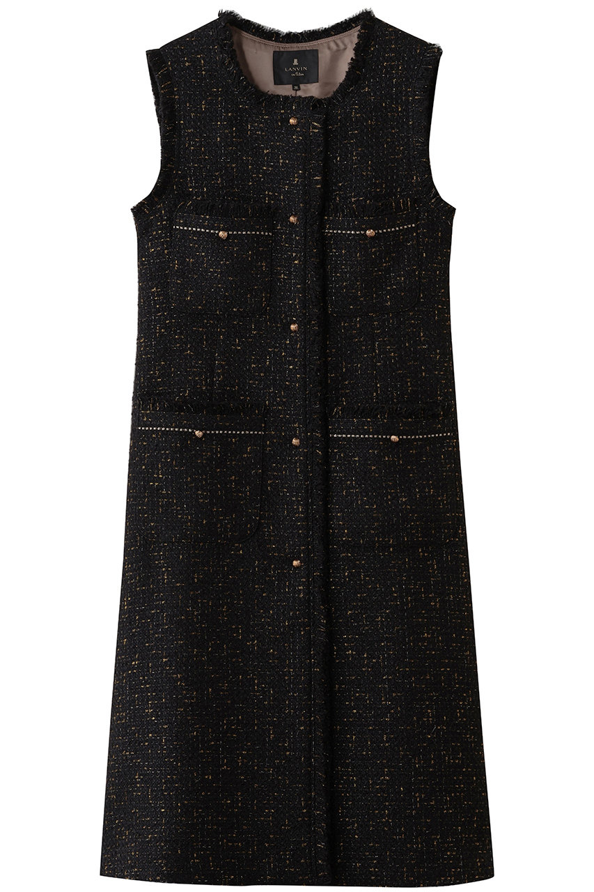 LANVIN en Bleu ツイードジレワンピース (ブラック, 36) ランバン オン ブルー ELLE SHOP