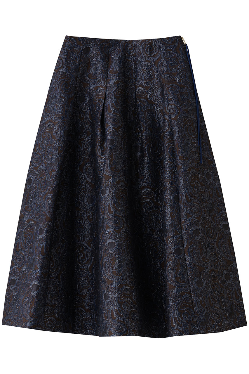 LANVIN en Bleu ペイズリージャガードタックスカート (ブラウン, 38) ランバン オン ブルー ELLE SHOP