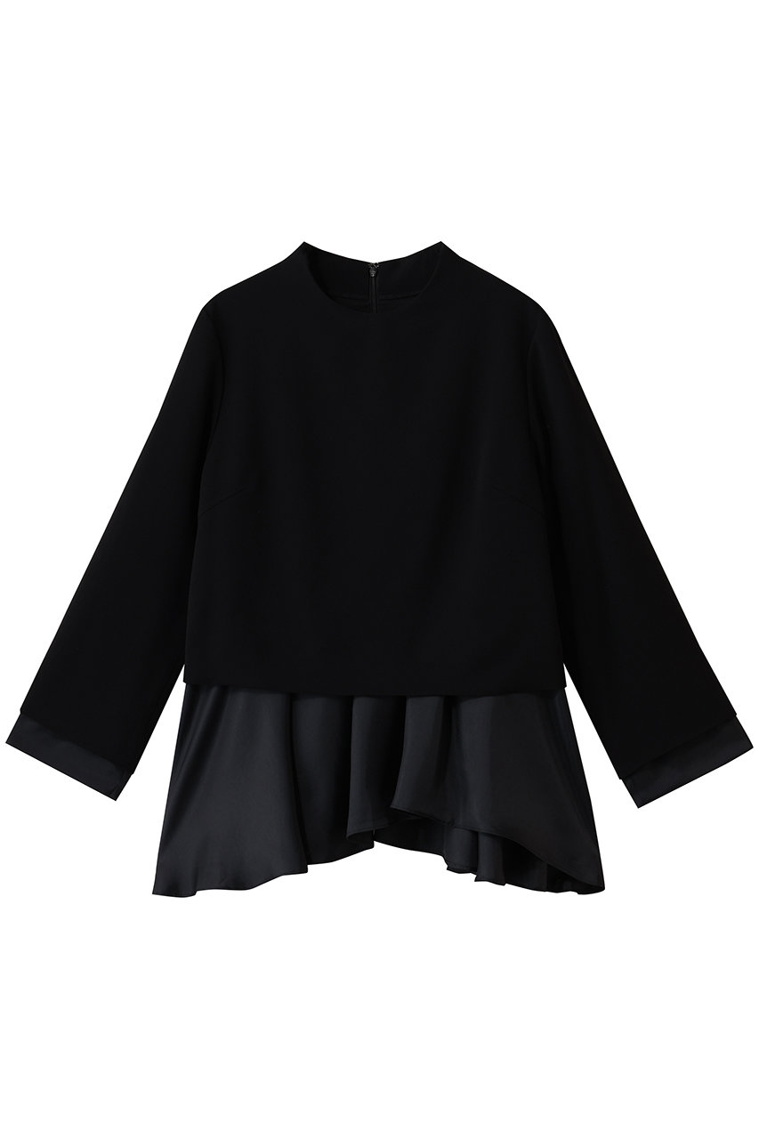 ランバン オン ブルー/LANVIN en Bleuのトリアセテートコンビブラウス(ブラック/3616601)