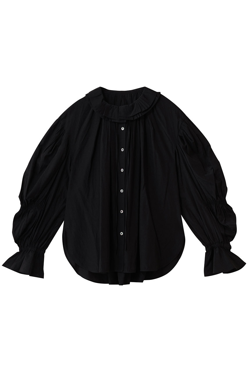 ランバン オン ブルー/LANVIN en Bleuのトリアセローンフリルカラーブラウス(ブラック/3616622)