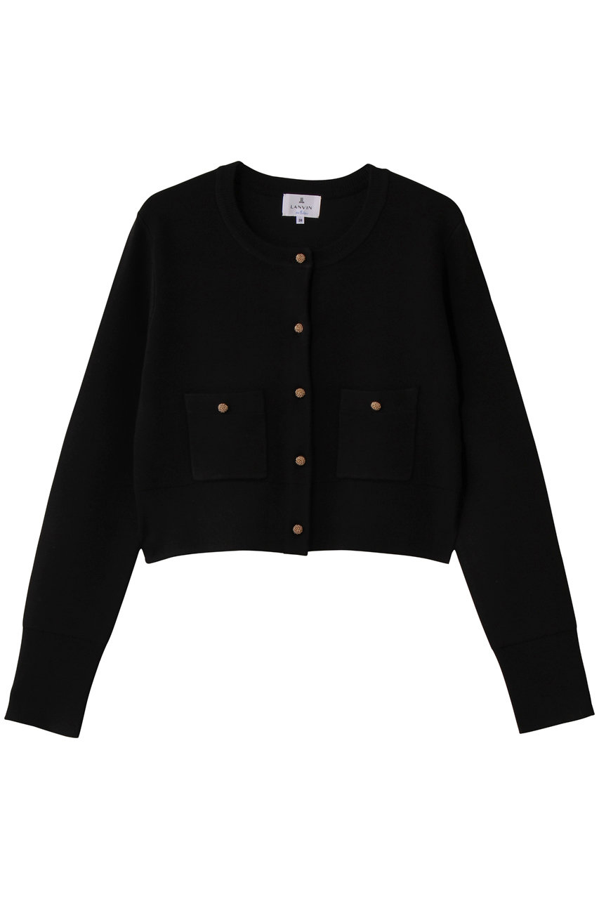 ランバン オン ブルー/LANVIN en Bleuのダブルフェイスショートカーディガン(ブラック/3616801)