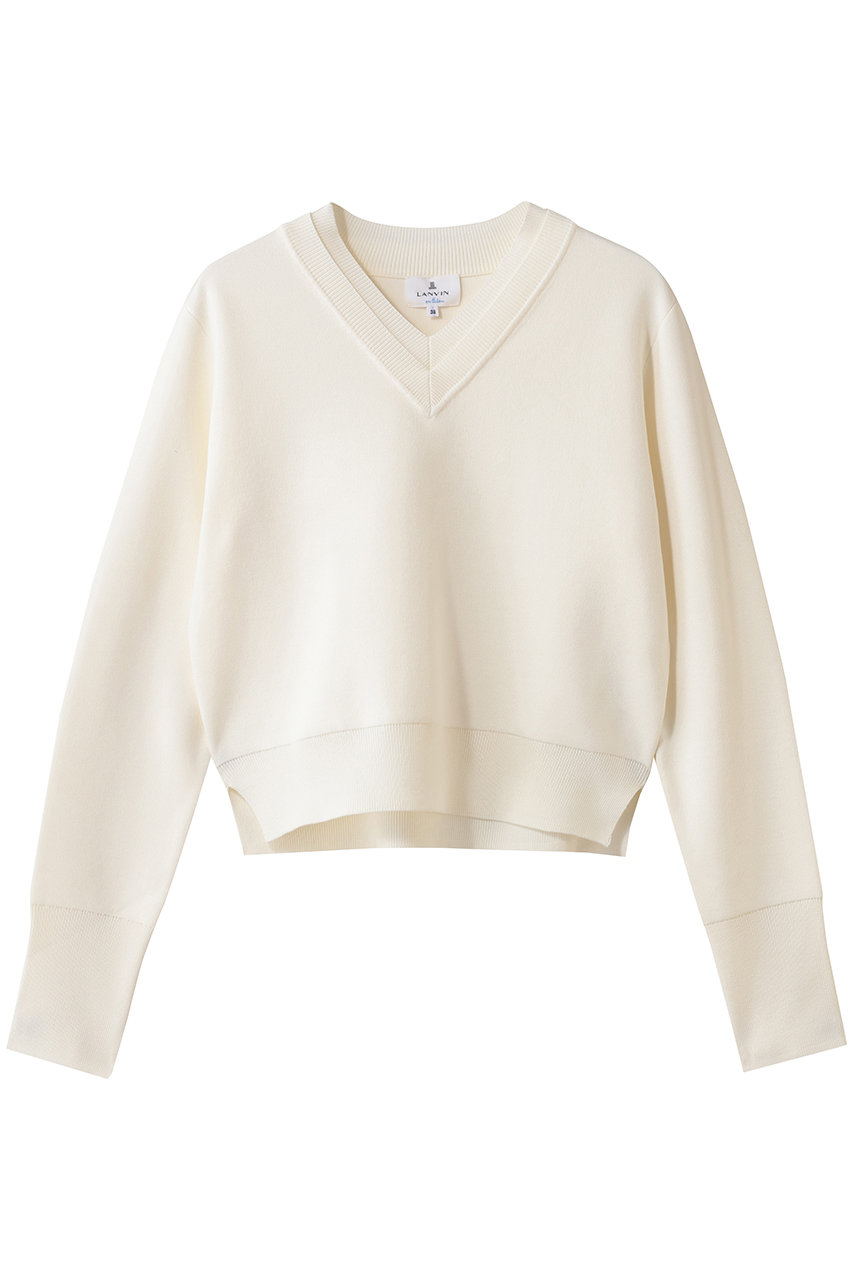 ランバン オン ブルー/LANVIN en BleuのダブルフェイスＶネックニット(オフ/3616802)