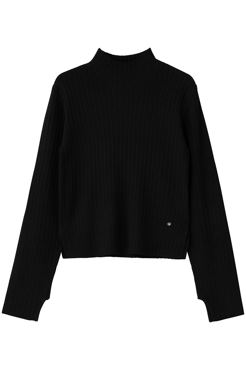 LANVIN en Bleu ランダムリブハイネックニット (ブラック, 38) ランバン オン ブルー ELLE SHOP