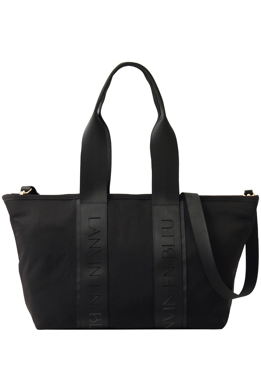 LANVIN en Bleu ロゴテープワイドトートバッグ (ブラック, F) ランバン オン ブルー ELLE SHOP