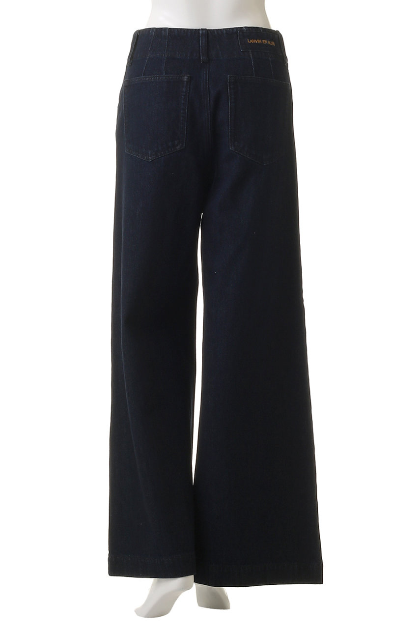 美品 ランバンオンブルー 4,2万 総柄オールインワン ボタニカル柄 花柄 LANVIN en Bleu(ランバン オン ブルー)｜デニムワイドパンツ/ブルー の