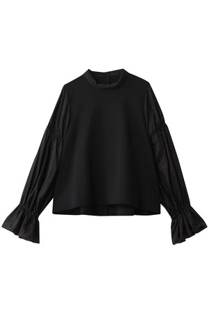 ランバン オン ブルー/LANVIN en Bleuのギャザースリーブコンビカットソー(110100/110103)