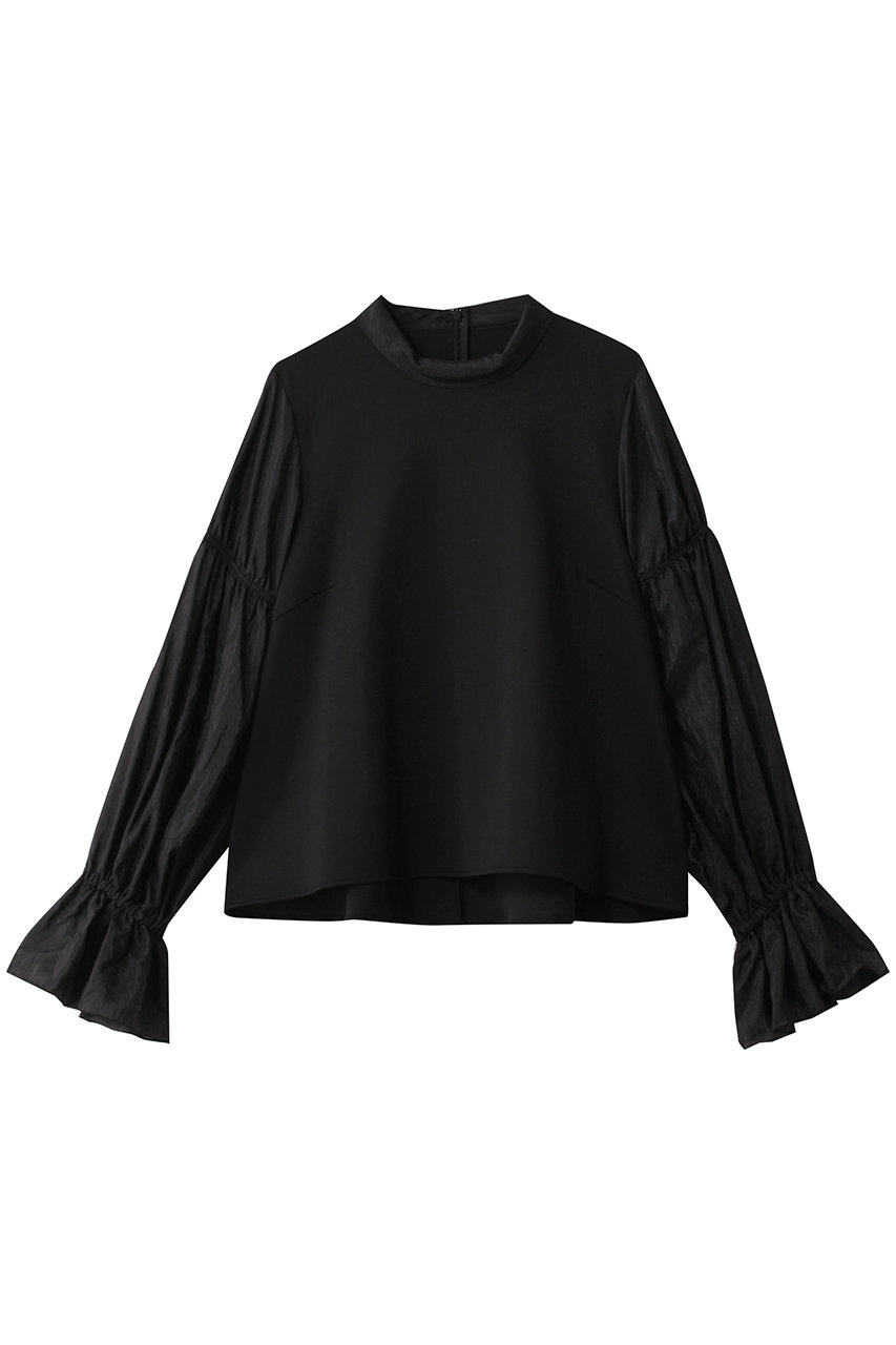 ランバン オン ブルー/LANVIN en Bleuのギャザースリーブコンビカットソー(ブラック/3616701)