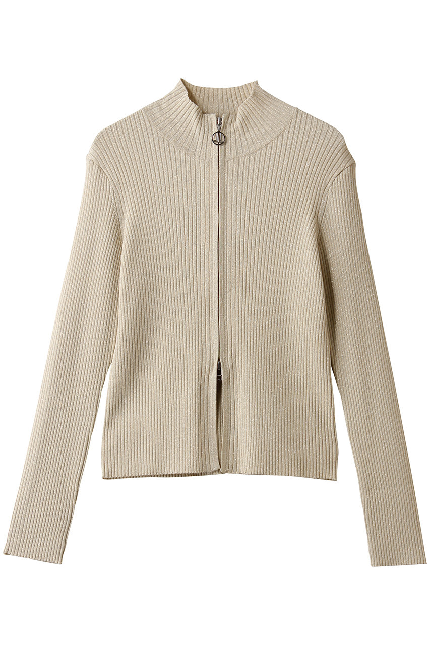 ランバン オン ブルー/LANVIN en Bleuのラメジップアップリブニット(ベージュ/3616805)