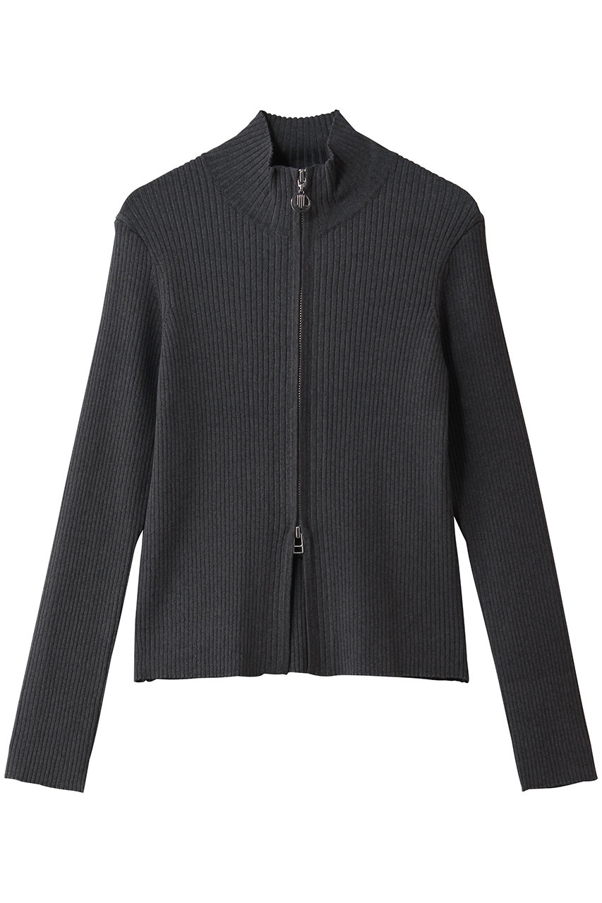 ランバン オン ブルー/LANVIN en Bleuのラメジップアップリブニット(チャコールグレー/3616805)