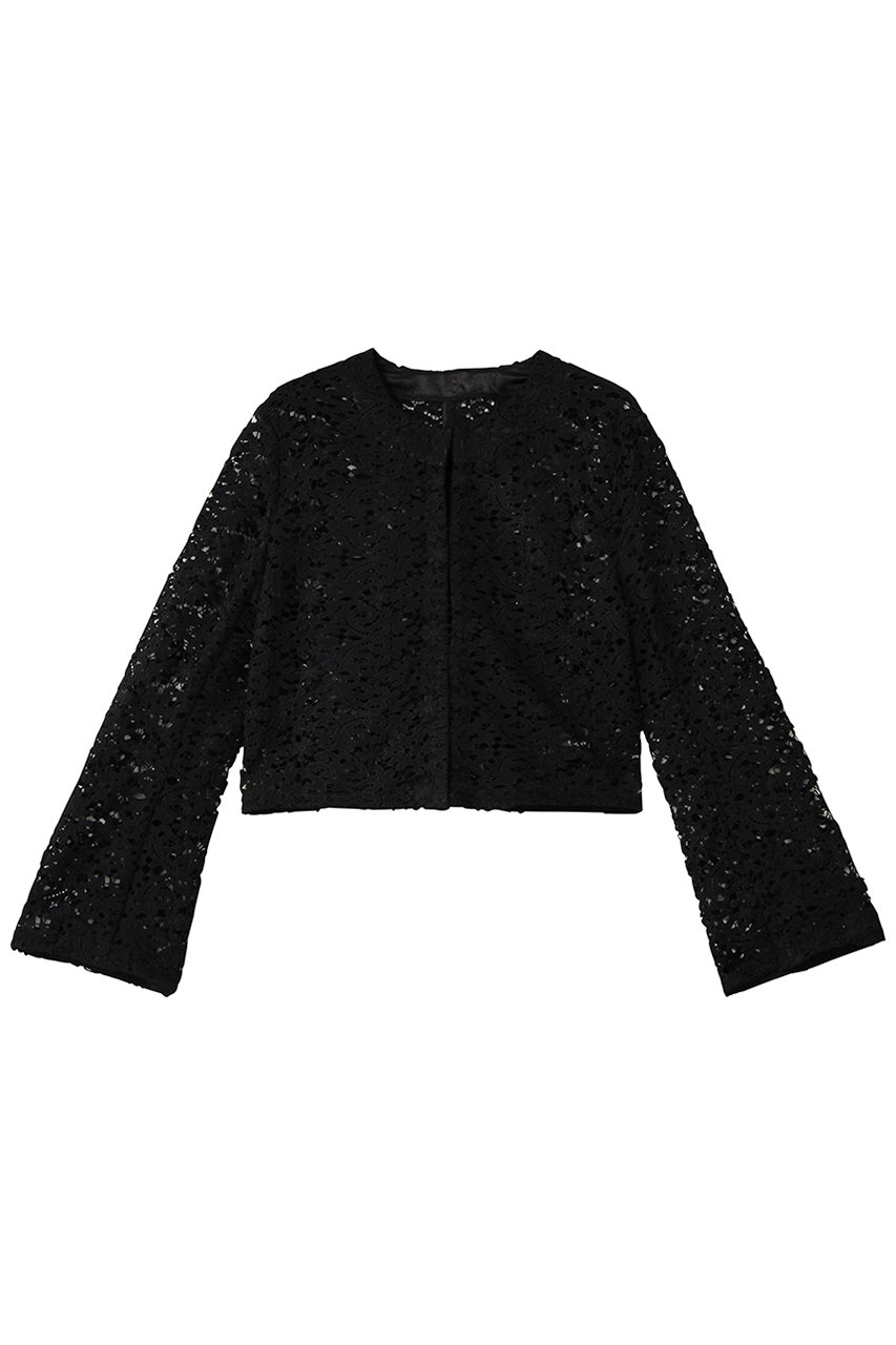 ランバン オン ブルー/LANVIN en Bleuのケミカルレースノーカラージャケット(ブラック/3626206)