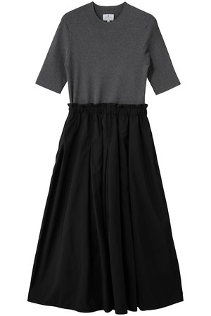 ランバン オン ブルー/LANVIN en Bleuのハーフスリーブニットコンビワンピース(110500/110503)