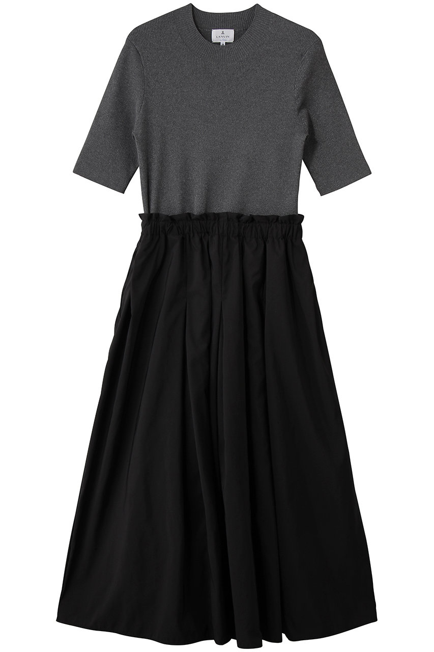 ランバン オン ブルー/LANVIN en Bleuのハーフスリーブニットコンビワンピース(ブラック/3626306)