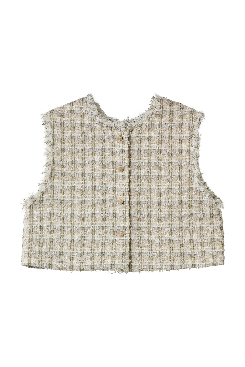 ランバン オン ブルー/LANVIN en Bleuのリボンヤーンツイードショートベスト(オフ/3626607)