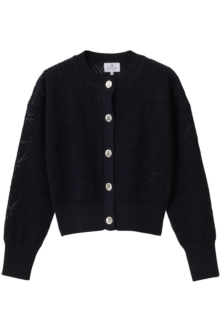 ランバン オン ブルー/LANVIN en BleuのJLメタルボタンレースニットカーディガン(ネイビー/3626807)