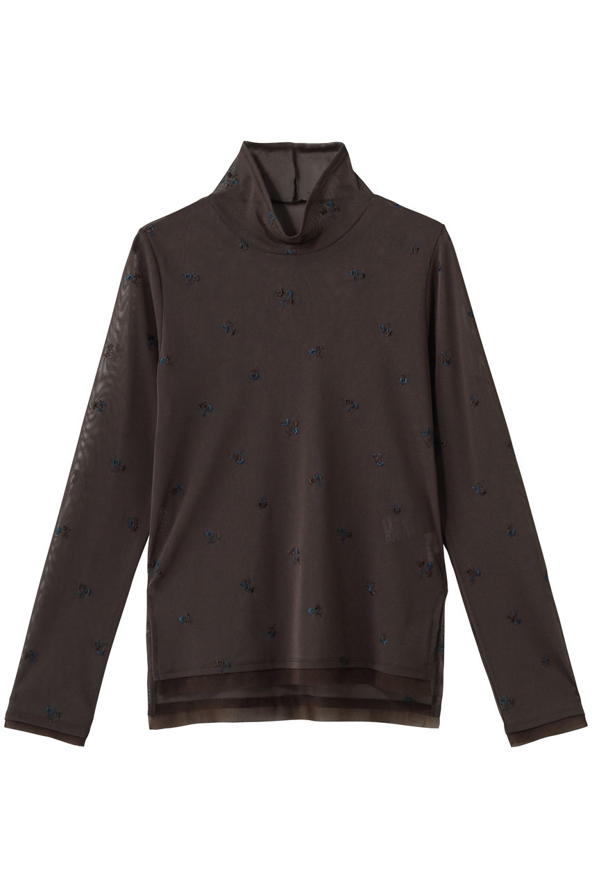 ランバン オン ブルー/LANVIN en Bleuのフラワー刺しゅうチュールカットソー(ブラウン/3626703)