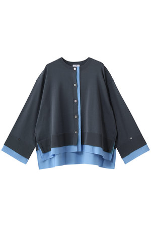 ランバン オン ブルー/LANVIN en Bleuのシャツトリムニットコンビカーディガン(110300/110303)
