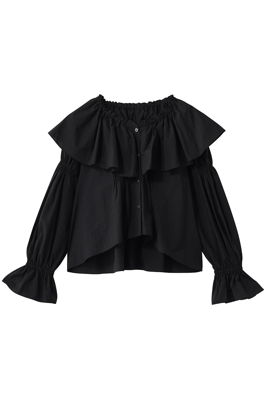 ランバン オン ブルー/LANVIN en Bleuのギャザーフリルブラウス(ブラック/3636626)