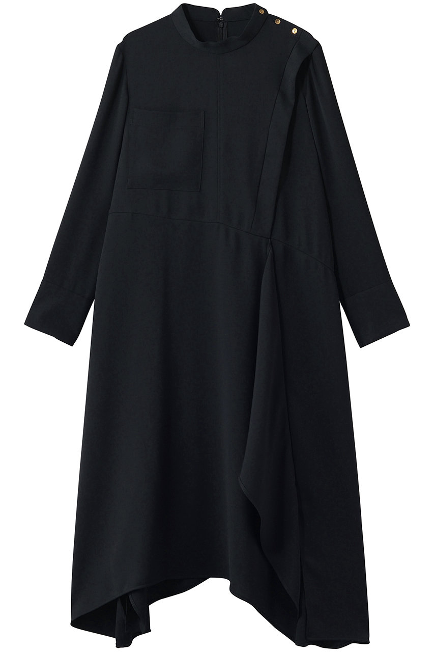 ランバン オン ブルー/LANVIN en Bleuのシルキーツイルドレープシャツワンピース(ネイビー/3636311)