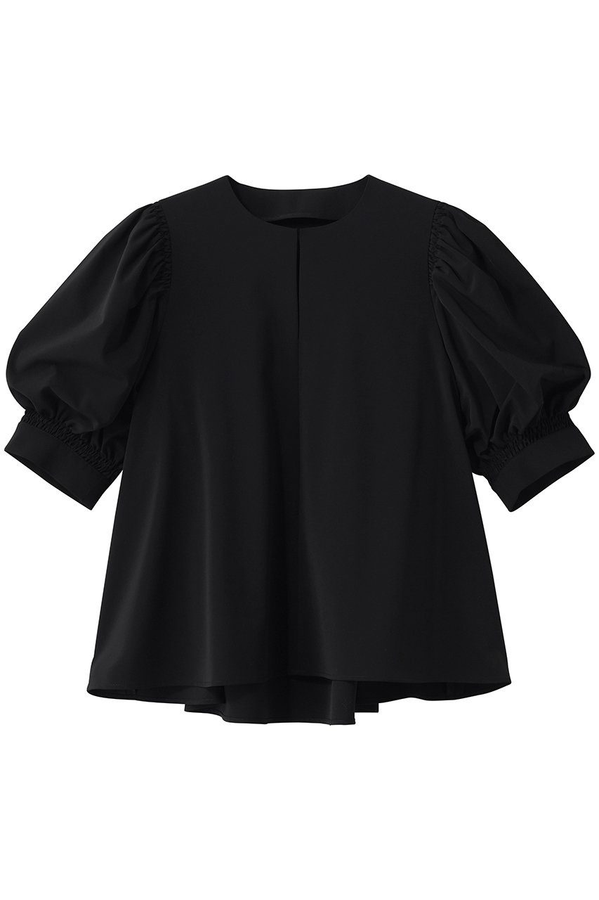 ランバン オン ブルー/LANVIN en Bleuのツイルギャザースリーブブラウス(ブラック/3636609)