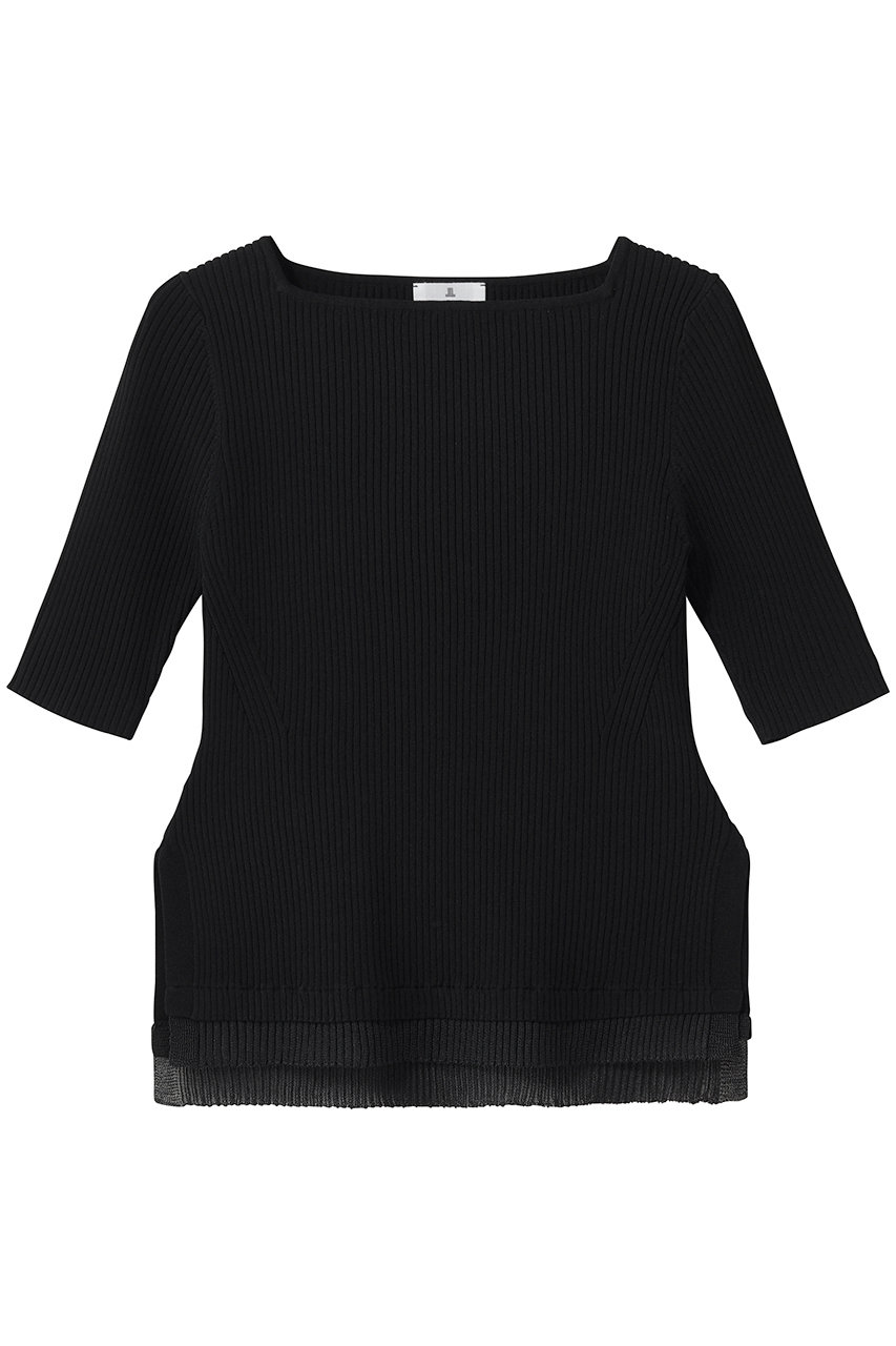 ランバン オン ブルー/LANVIN en Bleuのスクエアネックリブニット(ブラック/3636804)