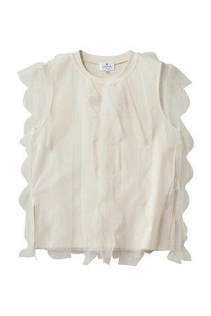 ランバン オン ブルー/LANVIN en Bleuのチュールレイヤードノースリーブカットソー(110100/110101)