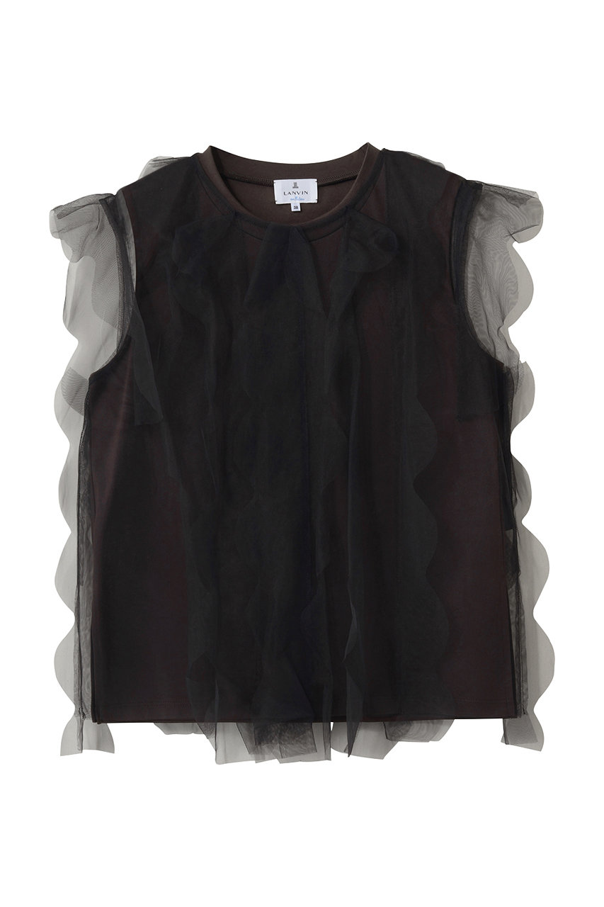 ランバン オン ブルー/LANVIN en Bleuのチュールレイヤードノースリーブカットソー(ブラック/3636702)