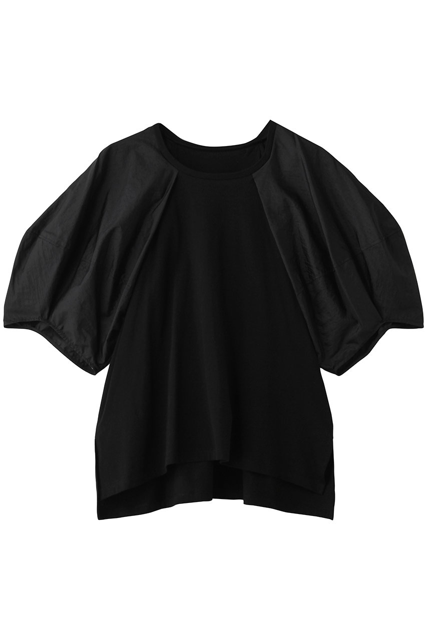 LANVIN en Bleu コクーンスリーブコンビカットソー (ブラック, 38) ランバン オン ブルー ELLE SHOP