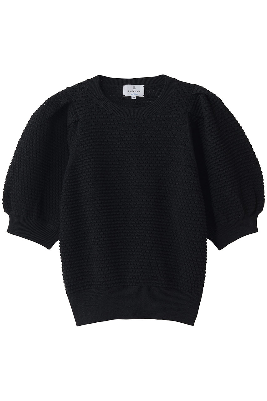 ランバン オン ブルー/LANVIN en Bleuのアイレットパフスリーブニット(ブラック/3636812)