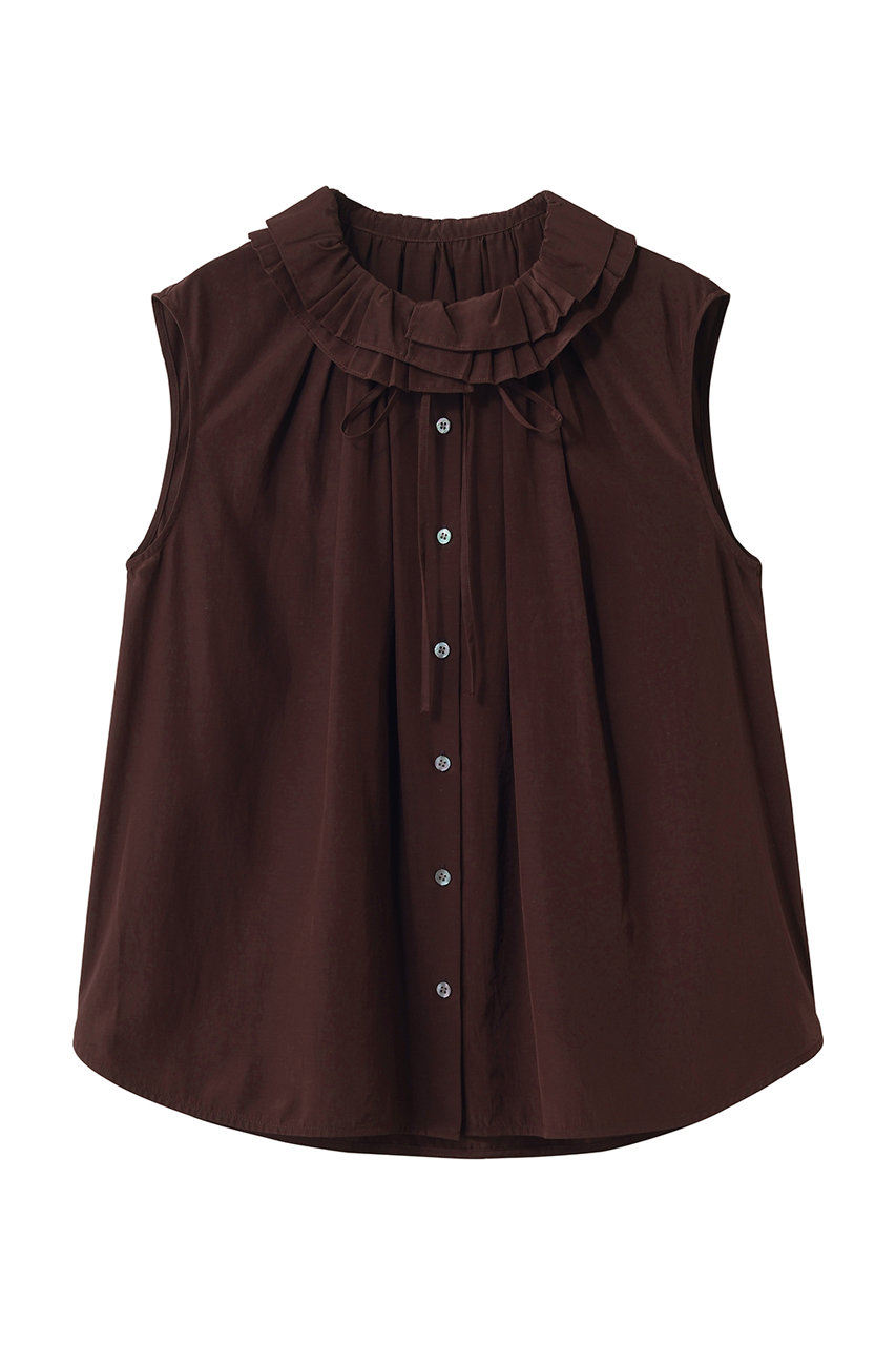 ランバン オン ブルー/LANVIN en Bleuのトリアセローンノースリフリルブラウス(ボルドー/3646615)