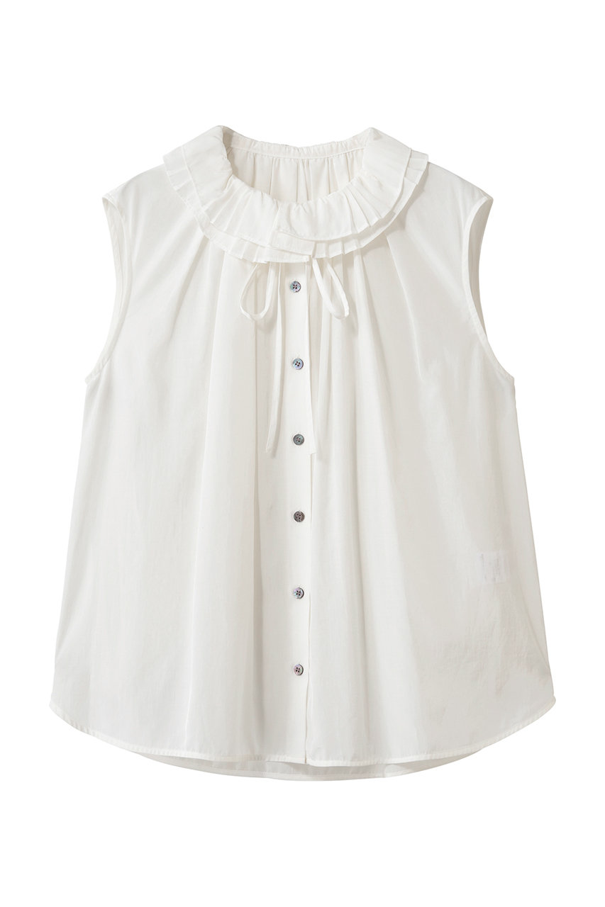 ランバン オン ブルー/LANVIN en Bleuのトリアセローンノースリフリルブラウス(オフ/3646615)