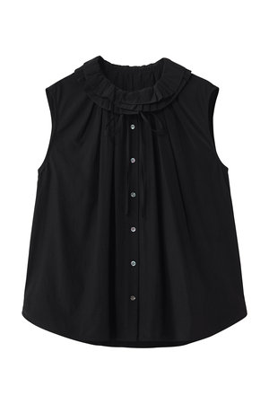 ランバン オン ブルー/LANVIN en Bleuのトリアセローンノースリフリルブラウス(110400/110401)