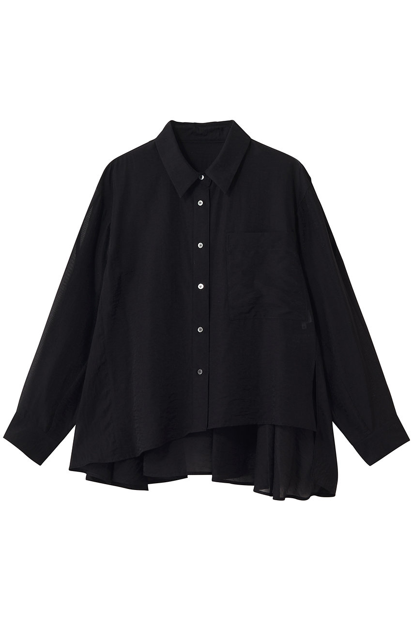 ランバン オン ブルー/LANVIN en Bleuのセミシアーフレアシャツ(ブラック/3646625)